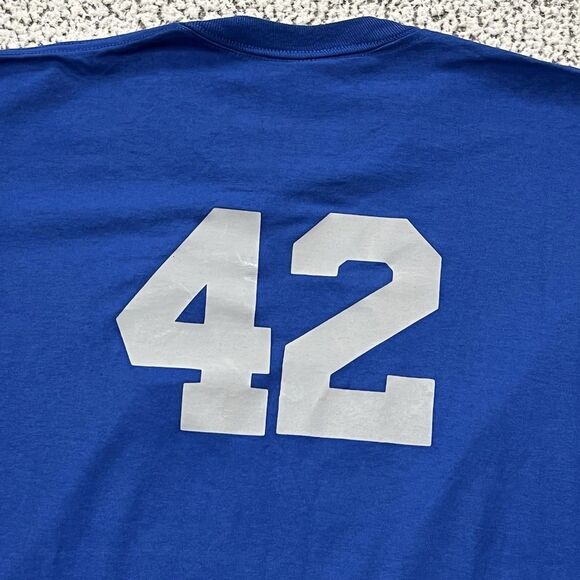 VTG 90s BMW Racing Shirt Mens XL Blue #42 Embroidered Patch Logo Jerzees USA - Picture 7 of 9